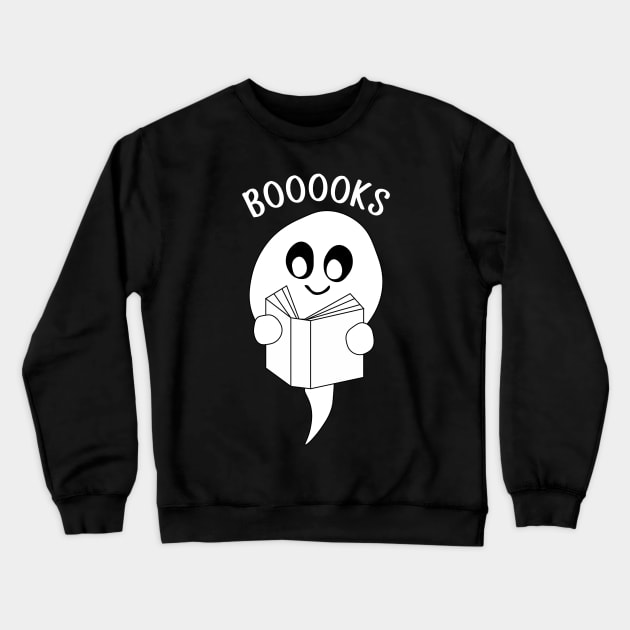Boooks Cute Ghost Reading a Book Crewneck Sweatshirt by Coolthings